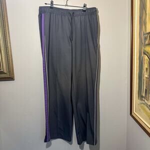 Purple Stripe Gray Track Pants Elastic Waist Y2K Gorpcore Athletic Sz Large